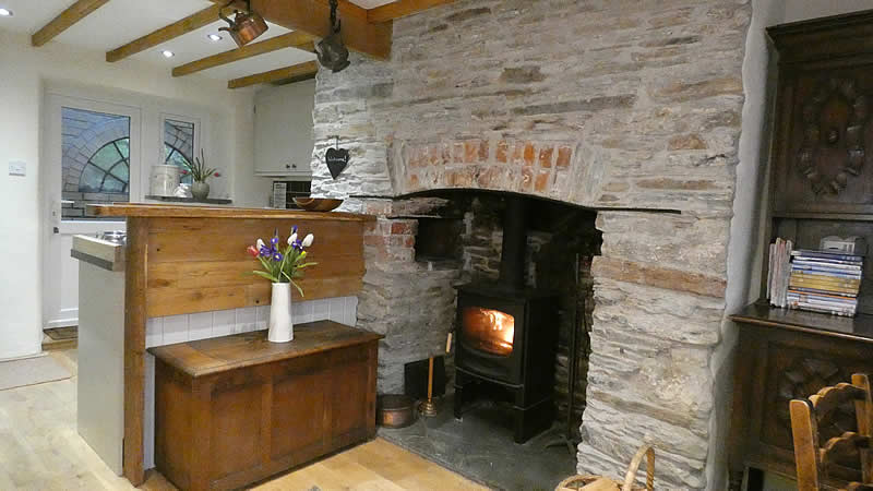 Lounge with woodburner stove