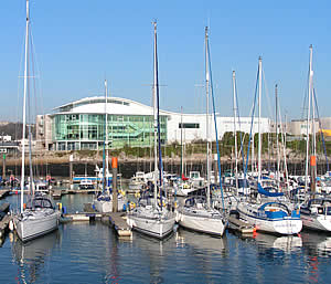 Plymouth marina and National Marine Aquarium