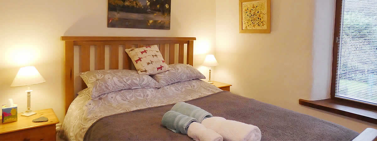 The double bedroom at The Bolthole, near Dartmoor, Devon